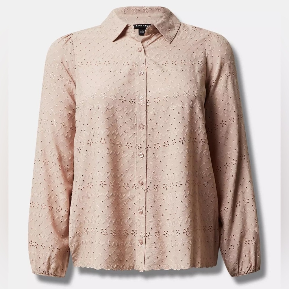 Torrid Eyelet Button Up Long Sleeve Shirt